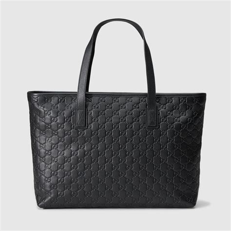 gucci black leather tote|gucci black canvas tote.